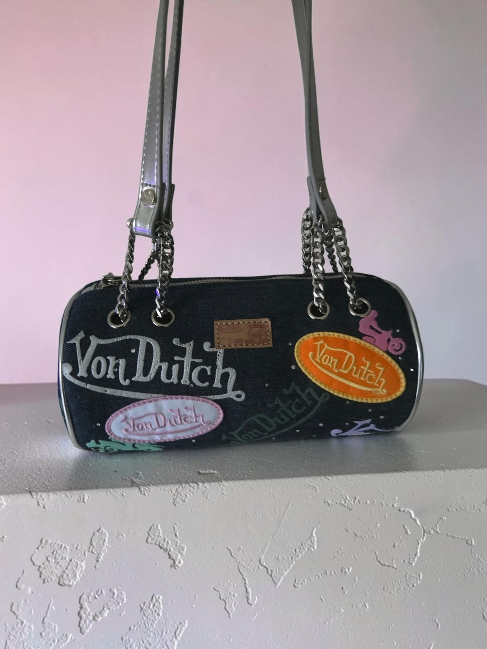Von Dutch Denim Cylinder Shoulder Bag NWOT